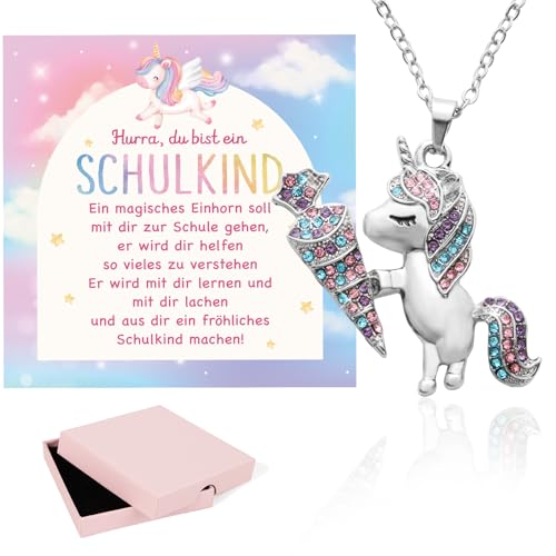 BETESSIN Einschulung Geschenk Mädchen - Einhorn Halskette mit Schultüte Design - Schulanfang Glücksbringer mit Grußkarte - Schultüte Füllung Mädchen - Schuleinführung Geschenk zur Einschulung Mädchen BETESSIN Einschulung Geschenk Mädchen - Einhorn Halskette mit Schultüte Design - Schulanfang Glücksbringer mit Grußkarte - Schultüte Füllung Mädchen - Schuleinführung Geschenk zur Einschulung Mädchen von BETESSIN