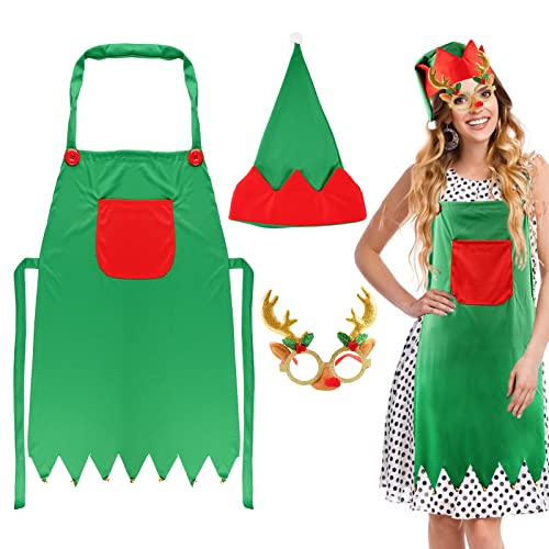 BETESSIN Faschingskostüme Weihnachtswichtel Kostüme Fasching Weihnachtself Kostüme Set, Weihnachtself Schürze + Elf Hut + Geweih Brille für Karneval Weihnachten Cosplay Kostümparty BETESSIN Faschingskostüme Weihnachtswichtel Kostüme Fasching Weihnachtself Kostüme Set, Weihnachtself Schürze + Elf Hut + Geweih Brille für Karneval Weihnachten Cosplay Kostümparty von BETESSIN
