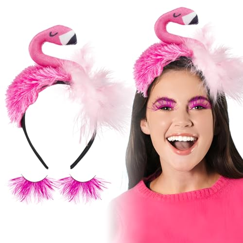 BETESSIN Flamingo Kostüm Damen Flamingo Haarreif mit Künstliche Wimpern Rosa Fasching Karneval Feder Wimpern Flamingos Party Cosplay Feder Stirnband Faschingskostüm Accessoire BETESSIN Flamingo Kostüm Damen Flamingo Haarreif mit Künstliche Wimpern Rosa Fasching Karneval Feder Wimpern Flamingos Party Cosplay Feder Stirnband Faschingskostüm Accessoire von BETESSIN