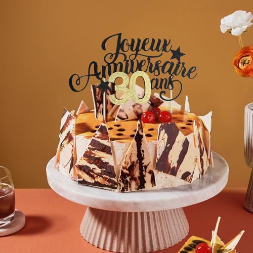 BETESSIN Französisch Joyeux Anniversaire 30ans Cake Topper Kuchendeko Cupcake Topper von BETESSIN
