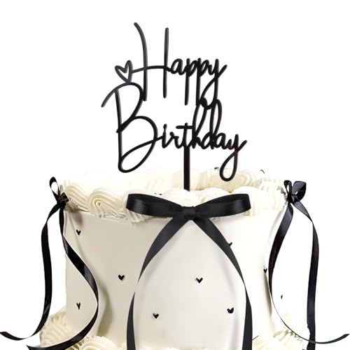 BETESSIN Happy Birthday Tortendeko Schwarz - Happy Birthday Cake Topper mit 10 Schleifen - Acryl Tortendeko Geburtstag - Stilvolle Kuchendekoration für Geburtstagstorte BETESSIN Happy Birthday Tortendeko Schwarz - Happy Birthday Cake Topper mit 10 Schleifen - Acryl Tortendeko Geburtstag - Stilvolle Kuchendekoration für Geburtstagstorte von BETESSIN
