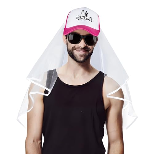 BETESSIN Junggesellenabschied Hut Schleier Brille Rosa JGA Deko Männer von BETESSIN