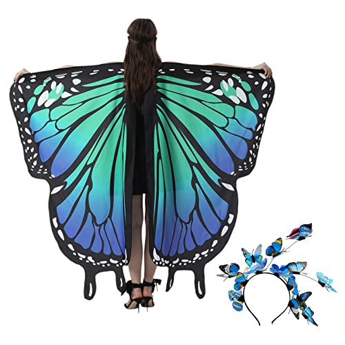 BETESSIN Schmetterling Umhang Damen mit Haarreif Schmetterlingsflügel mit Strassdruck Halsband Karnevalskostüme Schmetterling Kostüm Flügel Schal mit Schwanz für Halloween Fasching Party Cosplay BETESSIN Schmetterling Umhang Damen mit Haarreif Schmetterlingsflügel mit Strassdruck Halsband Karnevalskostüme Schmetterling Kostüm Flügel Schal mit Schwanz für Halloween Fasching Party Cosplay von BETESSIN