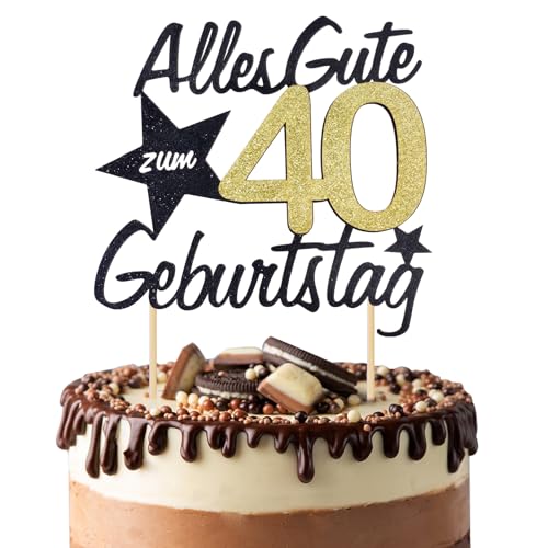 BETESSIN Torten Deko 40 Geburtstag Alles Gute zum Geburtstag 40 Jahre Happy 40th Birthday Cake Topper Kuchen Topper Kuchendeko 40 Geburstagstorte Deko Gold Schwarz Frauen Männer BETESSIN Torten Deko 40 Geburtstag Alles Gute zum Geburtstag 40 Jahre Happy 40th Birthday Cake Topper Kuchen Topper Kuchendeko 40 Geburstagstorte Deko Gold Schwarz Frauen Männer von BETESSIN
