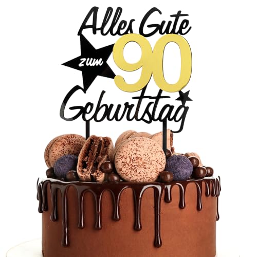 BETESSIN Torten Deko 90 Geburtstag Alles Gute zum Geburtstag 90 Jahre Kuchen Topper Acryl Happy 90th Birthday Cake Topper Spiegeleffekt Kuchendeko 90 Geburstagstorte Deko Gold Schwarz Frauen Männer BETESSIN Torten Deko 90 Geburtstag Alles Gute zum Geburtstag 90 Jahre Kuchen Topper Acryl Happy 90th Birthday Cake Topper Spiegeleffekt Kuchendeko 90 Geburstagstorte Deko Gold Schwarz Frauen Männer von BETESSIN