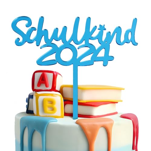 BETESSIN Tortendeko Einschulung Junge Blau - Schulkind 2024 Cake Topper aus Acryl - Schulanfang Kuchendekoration - Schuleinführung Deko für Einschulungstorte BETESSIN Tortendeko Einschulung Junge Blau - Schulkind 2024 Cake Topper aus Acryl - Schulanfang Kuchendekoration - Schuleinführung Deko für Einschulungstorte von BETESSIN