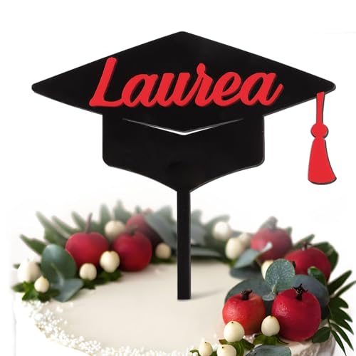 BETESSIN Tortendeko zur Graduation Schwarz - Laurea Cake Topper aus Acryl - Italienische Kuchendeko für Junge & Mädchen BETESSIN Tortendeko zur Graduation Schwarz - Laurea Cake Topper aus Acryl - Italienische Kuchendeko für Junge & Mädchen von BETESSIN
