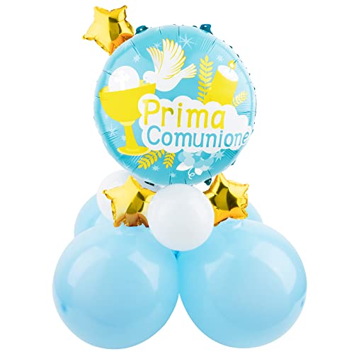 Prima Comunione TIschdeko Kommunion Luftballons für TIschdekoration Desktop Deko Kommunion Tisch Ornamente (Blau) von BETESSIN