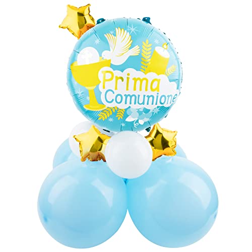 Prima Comunione TIschdeko Kommunion Luftballons für TIschdekoration Desktop Deko Kommunion Tisch Ornamente (Blau) von BETESSIN