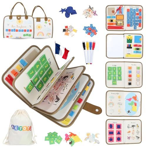 BETOTZ BusyBoard Montessori Französisch – Lern- & Sensorisches Aktivitätsbuch – 2-6 Jahre – 10 interaktive Seiten – authentisches Montessori – Tiere, Formen, Buchstaben & Motorik BETOTZ BusyBoard Montessori Französisch – Lern- & Sensorisches Aktivitätsbuch – 2-6 Jahre – 10 interaktive Seiten – authentisches Montessori – Tiere, Formen, Buchstaben & Motorik von BETOTZ