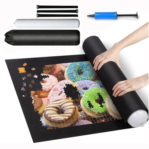 BETTLUCK Jigsaw Mat 1500 Pieces Saver Black Non-Slip Felt Pad Jigsaw Puzzle Storage Roll Up Mat for Saving Jigsaw Pieces Auxiliary Lines Games BETTLUCK Jigsaw Mat 1500 Pieces Saver Black Non-Slip Felt Pad Jigsaw Puzzle Storage Roll Up Mat for Saving Jigsaw Pieces Auxiliary Lines Games von BETTLUCK