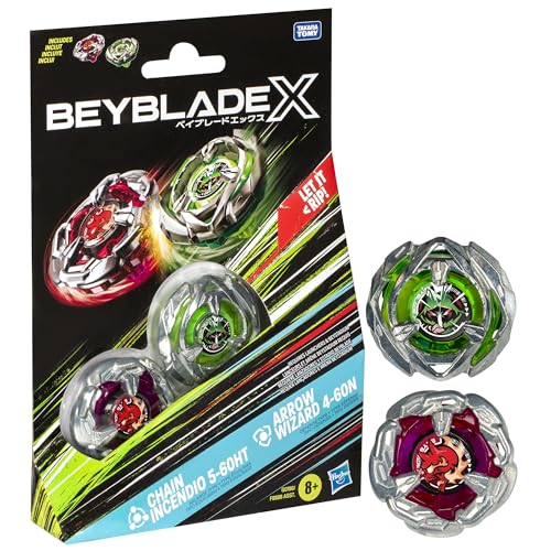 Beyblade X Chain Incendio 5-60HT und Arrow Wizard 4-60N Kreisel Dual Pack Beyblade X Chain Incendio 5-60HT und Arrow Wizard 4-60N Kreisel Dual Pack von Hasbro