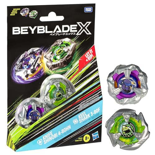Beyblade X Knife Shinobi 4-80HN und Keel Shark 3-80F Kreisel Dual Pack, mit X-Celerator, mit 2 Klicks zusammenbauen, für spannende Battles unterm Weihnachtsbaum Beyblade X Knife Shinobi 4-80HN und Keel Shark 3-80F Kreisel Dual Pack, mit X-Celerator, mit 2 Klicks zusammenbauen, für spannende Battles unterm Weihnachtsbaum von Hasbro
