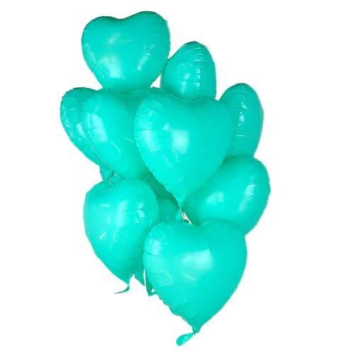 24 Stück Folienballon "TÜRKISES HERZ" im Herz-Design (43cm) Heliumballon Luftballon - Hochzeit Geburtstag Verlobung Party Dekoration Liebe türkis (24) von BF Souvenirs