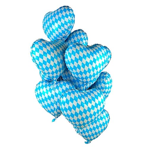 4 Stück Herz Folienballon "BAVARIAN HEART" im bayerischen Rautenmuster (45cm) - Heliumballon Luftballon Hochzeit Geburtstag Bayern Party Oktoberfest Volksfest Biergarten von BF Souvenirs