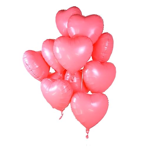 6 Stück Folienballon "ROSA HERZ" im Herz-Design (43cm) Heliumballon Luftballon - Hochzeit Geburtstag Verlobung Party Dekoration Liebe rosa (6) von BF Souvenirs