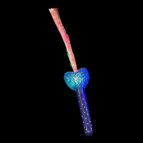 BF Souvenirs 1x LED Herz Leuchtstab Glasfaser Blinkstab Partystab Leuchtwedel 36cm / aus 4 Farben wählbar (Blau) von BF Souvenirs