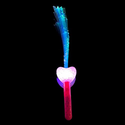 BF Souvenirs 1x LED Herz Leuchtstab Glasfaser Blinkstab Partystab Leuchtwedel 36cm / aus 4 wählbar (Rosa) von BF Souvenirs