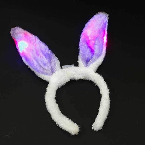 BF Souvenirs 1x LED Plüsch Haarreif BUNNY mit Hasenohren in 3 Farben, blinkend und leuchtend - Party Karneval Geburtstag Motto Party Fasching Prinzessin Königin (Lila) von BF Souvenirs