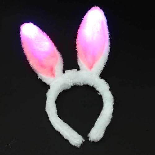 BF Souvenirs 1x LED Plüsch Haarreif BUNNY mit Hasenohren in 3 Farben, blinkend und leuchtend - Party Karneval Geburtstag Motto Party Fasching Prinzessin Königin (Rose) von BF Souvenirs