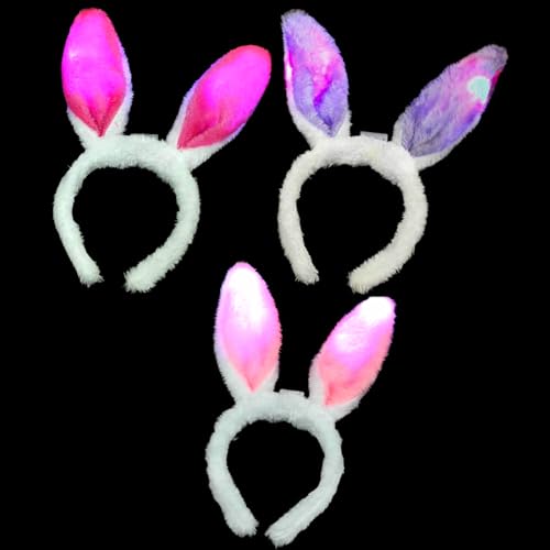 BF Souvenirs 3 Stück LED Plüsch Haarreif BUNNY mit Hasenohren in 3 Farben, blinkend und leuchtend Party Karneval Geburtstag Motto-Party Fasching Prinzessin König BF Souvenirs 3 Stück LED Plüsch Haarreif BUNNY mit Hasenohren in 3 Farben, blinkend und leuchtend Party Karneval Geburtstag Motto-Party Fasching Prinzessin König von BF Souvenirs