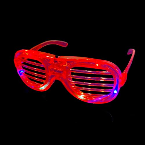 BF Souvenirs LED Brillen Partybrille - 4 Farben leuchtet blinkt Atzenbrille Atzen Hochzeit Konzert Party (Rot) von BF Souvenirs