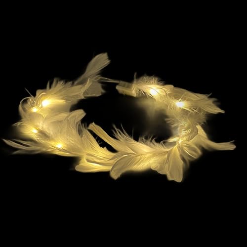 BF Souvenirs LED Haarkranz Feder mit weißen Federn für Hochzeit Fasching Karneval Weihnachten Engel Party Dekoration Junggesellinnen Abschied Haarschmuck Oktoberfest BF Souvenirs LED Haarkranz Feder mit weißen Federn für Hochzeit Fasching Karneval Weihnachten Engel Party Dekoration Junggesellinnen Abschied Haarschmuck Oktoberfest von BF Souvenirs