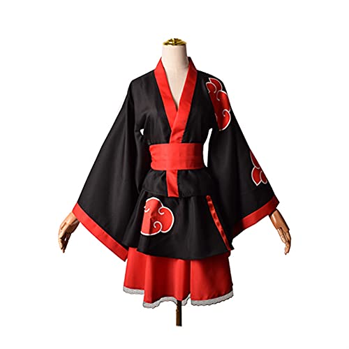 BFBMY Erwachsener japanischer Kimono Cosplay Akatsuki Wolkendruck Uchiha Sasuke Hyuga Hinata Kostüm Kleid Damen Mädchen Halloween (Farbe: Akatsuki, Größe: 3XL) von BFBMY