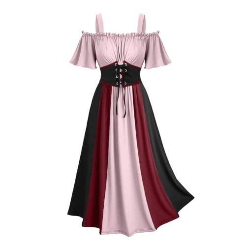 BFSWL Halloween Kostüm Damen – Schulterfrei Farbblock Renaissance Kleid BFSWL Halloween Kostüm Damen – Schulterfrei Farbblock Renaissance Kleid von BFSWL