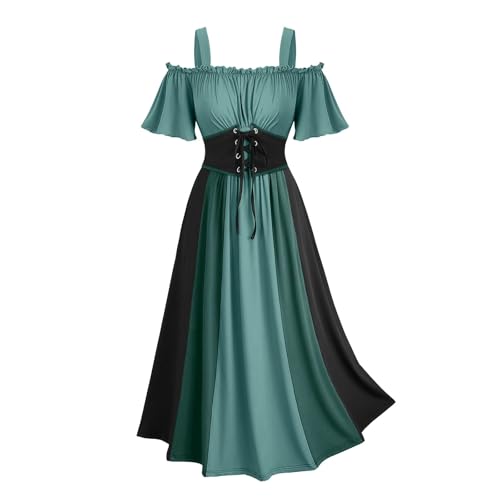 BFSWL Halloween Kostüm Damen – Schulterfrei Farbblock Renaissance Kleid BFSWL Halloween Kostüm Damen – Schulterfrei Farbblock Renaissance Kleid von BFSWL