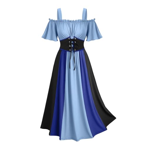 BFSWL Halloween Kostüm Damen – Schulterfrei Farbblock Renaissance Kleid BFSWL Halloween Kostüm Damen – Schulterfrei Farbblock Renaissance Kleid von BFSWL