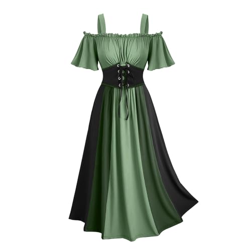 BFSWL Halloween Kostüm Damen – Schulterfrei Farbblock Renaissance Kleid BFSWL Halloween Kostüm Damen – Schulterfrei Farbblock Renaissance Kleid von BFSWL