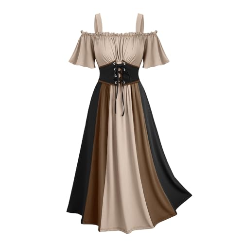 BFSWL Halloween Kostüm Damen – Schulterfrei Farbblock Renaissance Kleid BFSWL Halloween Kostüm Damen – Schulterfrei Farbblock Renaissance Kleid von BFSWL