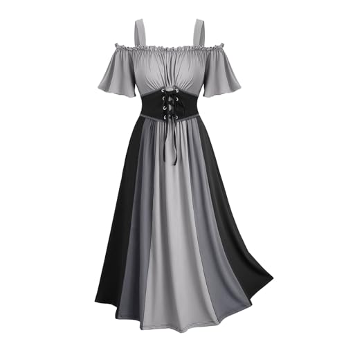 BFSWL Halloween Kostüm Damen – Schulterfrei Farbblock Renaissance Kleid BFSWL Halloween Kostüm Damen – Schulterfrei Farbblock Renaissance Kleid von BFSWL