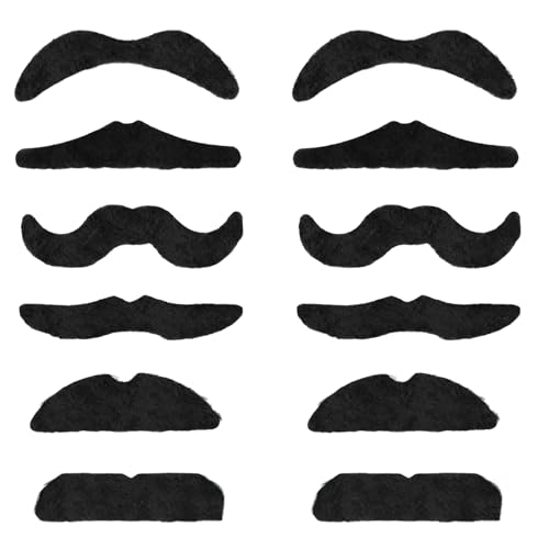 12 Stück Schnurrbart zum Ankleben,Schwarze Schnauzer,Fake Bart zum Ankleben Realistisch,80er Falscher Bart,Kostüm Schnurbart Kleben für Weihnachtsfeier Geburtstag Partei Damen Herren,Moustache,Beard 12 Stück Schnurrbart zum Ankleben,Schwarze Schnauzer,Fake Bart zum Ankleben Realistisch,80er Falscher Bart,Kostüm Schnurbart Kleben für Weihnachtsfeier Geburtstag Partei Damen Herren,Moustache,Beard von BFUZXY