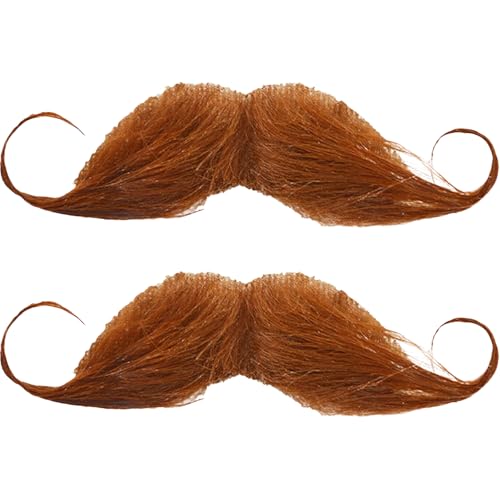2 Stück Schnurrbart zum Ankleben,schnauzer zum ankleben,Falscher Fake Bart,Schnurbart Kleben Selbstklebend,Fake Beard,Moustache Detektiv 80er Fasching Oberlippenbart Cosplay Kostüm für Halloween Party von BFUZXY