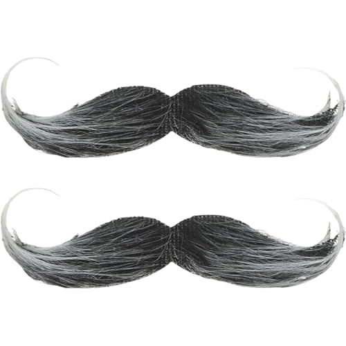 2 Stück Schnurrbart zum Ankleben,schnauzer zum ankleben,Falscher Fake Bart,Schnurbart Kleben Selbstklebend,Fake Beard,Moustache Detektiv 80er Fasching Oberlippenbart Cosplay Kostüm für Halloween Party von BFUZXY