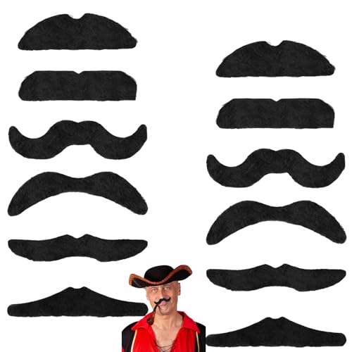 12 Stück Schnurrbart zum Ankleben,Fake Bart Selbstklebend,Schnurbart Kleben,Brusthaartoupet Moustache,Fake Beard,Falscher Bart 80er 12 Stück Schnurrbart zum Ankleben,Fake Bart Selbstklebend,Schnurbart Kleben,Brusthaartoupet Moustache,Fake Beard,Falscher Bart 80er von BFUZXY