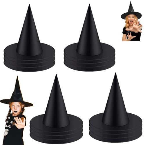 BFYGDP Hexenhut Schwarz 12 Stück Halloween-Hexenhut Zauberhut für Kinder Party Hüte Kostüm Cosplay Witch Hat Hexen Zubehör Hexenkostüm für Karneval Cosplay KostüMparty Halloween Deko BFYGDP Hexenhut Schwarz 12 Stück Halloween-Hexenhut Zauberhut für Kinder Party Hüte Kostüm Cosplay Witch Hat Hexen Zubehör Hexenkostüm für Karneval Cosplay KostüMparty Halloween Deko von BFYGDP