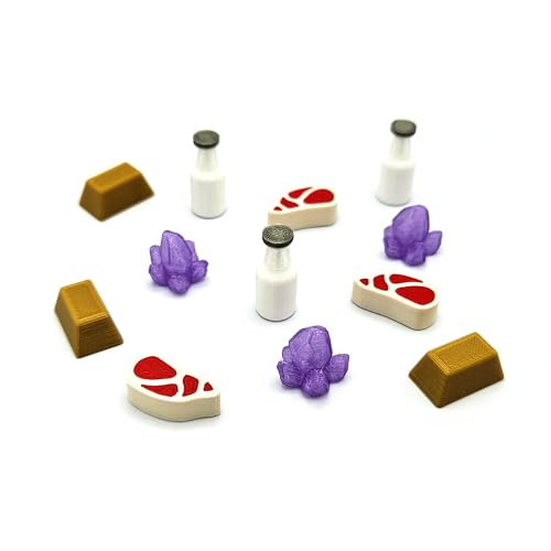 BGExpansions Ressourcen-Token für Wyrmspan – 100 Teile. Milch-, Fleisch-, Kristall- und Gold-Token. Zubehör für Brettspiele und 3D-Upgrades. von BG Expansions