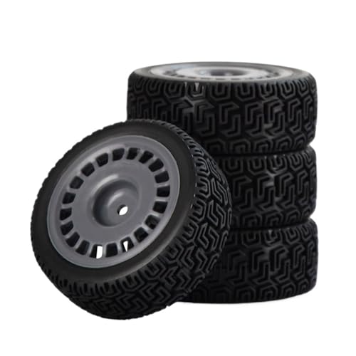 BGDIEAKIN 4-teiliges 1/10 Rallye-Reifenset, 68 mm Gummireifen, geeignet for Tam-iya Xv-02 Xv-01 und Ptg-2 Fernbedienungsauto-Rad-Upgrade-Zubehör(Dark Grey) von BGDIEAKIN