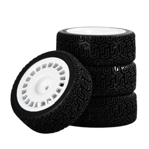 BGDIEAKIN 4-teiliges 1/10 Rallye-Reifenset, 68 mm Gummireifen, geeignet for Tam-iya Xv-02 Xv-01 und Ptg-2 Fernbedienungsauto-Rad-Upgrade-Zubehör(White) von BGDIEAKIN