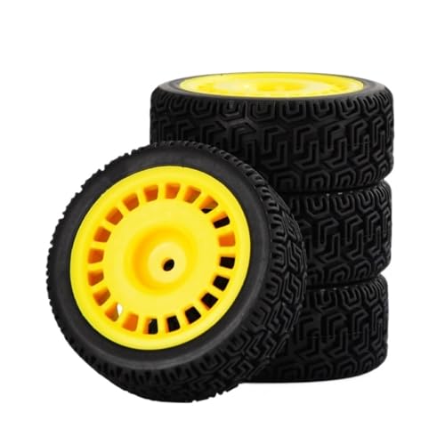BGDIEAKIN 4-teiliges 1/10 Rallye-Reifenset, 68 mm Gummireifen, geeignet for Tam-iya Xv-02 Xv-01 und Ptg-2 Fernbedienungsauto-Rad-Upgrade-Zubehör(Yellow) von BGDIEAKIN