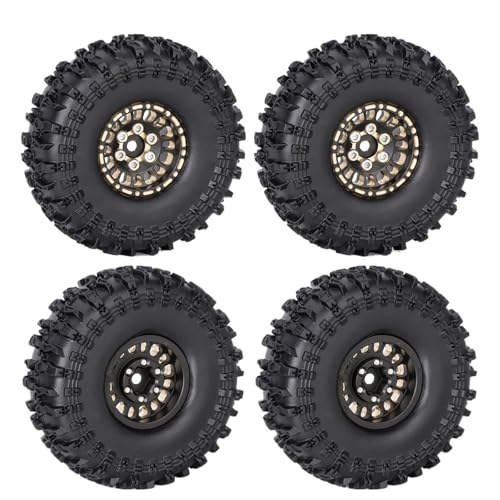 BGDIEAKIN 4Pcs 1,0 Zoll Messing Beadlock Radnaben Felgen Reifen Set 62 * 22mm for 1/24 RC Crawler Auto Axial SCX24 AX24 FCX24 1/18 TRX4M Upgrade(A 4PCS) von BGDIEAKIN
