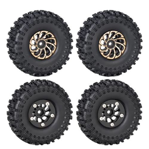 BGDIEAKIN 4Pcs 1,0 Zoll Messing Beadlock Radnaben Felgen Reifen Set 62 * 22mm for 1/24 RC Crawler Auto Axial SCX24 AX24 FCX24 1/18 TRX4M Upgrade(B 4PCS) von BGDIEAKIN