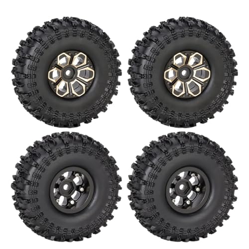 BGDIEAKIN 4Pcs 1,0 Zoll Messing Beadlock Radnaben Felgen Reifen Set 62 * 22mm for 1/24 RC Crawler Auto Axial SCX24 AX24 FCX24 1/18 TRX4M Upgrade(C 4PCS) von BGDIEAKIN