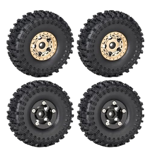 BGDIEAKIN 4Pcs 1,0 Zoll Messing Beadlock Radnaben Felgen Reifen Set 62 * 22mm for 1/24 RC Crawler Auto Axial SCX24 AX24 FCX24 1/18 TRX4M Upgrade(D 4PCS) von BGDIEAKIN