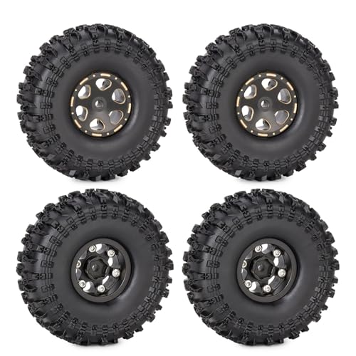 BGDIEAKIN 4Pcs 1,0 Zoll Messing Beadlock Radnaben Felgen Reifen Set 62 * 22mm for 1/24 RC Crawler Auto Axial SCX24 AX24 FCX24 1/18 TRX4M Upgrade(F 4PCS) von BGDIEAKIN