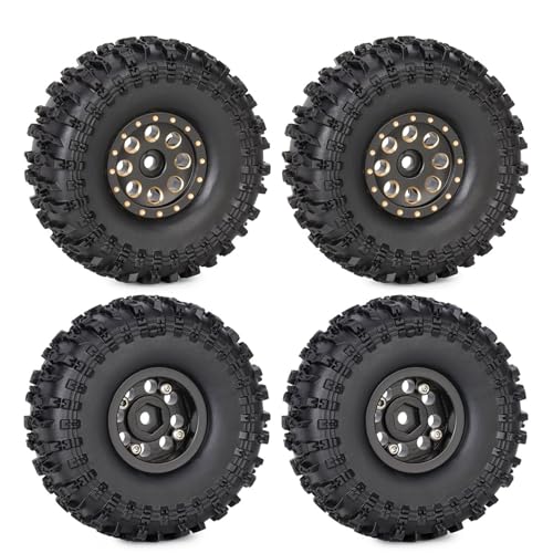 BGDIEAKIN 4Pcs 1,0 Zoll Messing Beadlock Radnaben Felgen Reifen Set 62 * 22mm for 1/24 RC Crawler Auto Axial SCX24 AX24 FCX24 1/18 TRX4M Upgrade(G 4PCS) von BGDIEAKIN