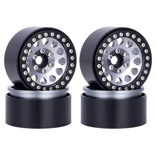 BGDIEAKIN 4Pcs Metall 1,9 "Beadlock Räder Felge Hub for 1/10 RC Crawler Auto Axial for SCX10 D90 TRX4(Titanium) von BGDIEAKIN